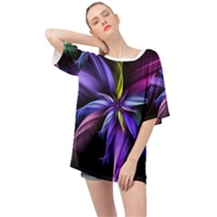 Fractal Floral Pattern Petals Oversized Chiffon Top