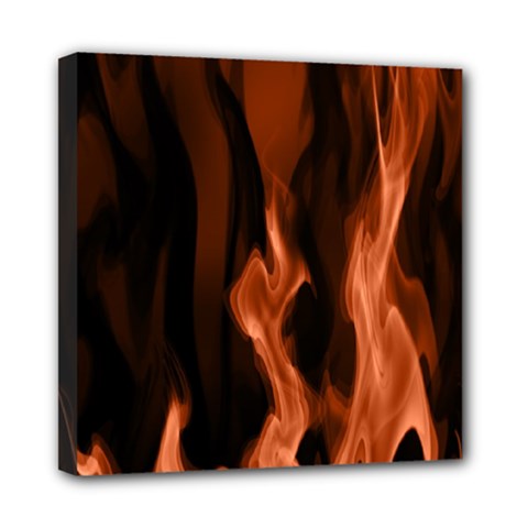 Smoke Flame Abstract Orange Red Mini Canvas 8  X 8  (stretched) by Pakrebo