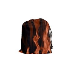 Smoke Flame Abstract Orange Red Drawstring Pouch (small) by Pakrebo