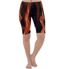 Smoke Flame Abstract Orange Red Cropped Leggings  by Pakrebo