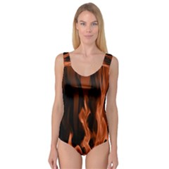 Smoke Flame Abstract Orange Red Princess Tank Leotard  by Pakrebo