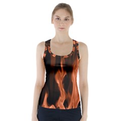 Smoke Flame Abstract Orange Red Racer Back Sports Top by Pakrebo