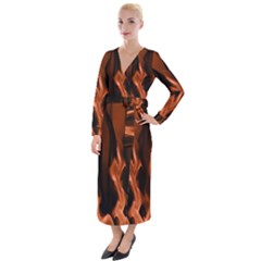 Smoke Flame Abstract Orange Red Velvet Maxi Wrap Dress by Pakrebo