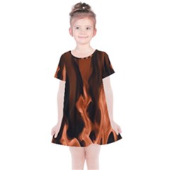 Smoke Flame Abstract Orange Red Kids  Simple Cotton Dress by Pakrebo