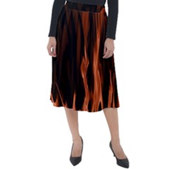 Smoke Flame Abstract Orange Red Classic Velour Midi Skirt  by Pakrebo