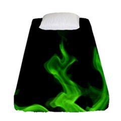 Smoke Flame Abstract Green Fitted Sheet (single Size) by Pakrebo