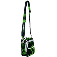 Smoke Flame Abstract Green Shoulder Strap Belt Bag