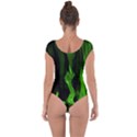 Smoke Flame Abstract Green Short Sleeve Leotard  View2