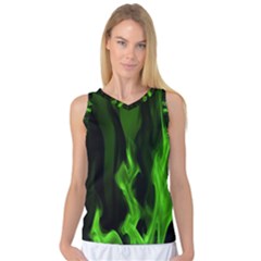 Smoke Flame Abstract Green Women s Basketball Tank Top by Pakrebo