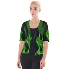 Smoke Flame Abstract Green Cropped Button Cardigan by Pakrebo