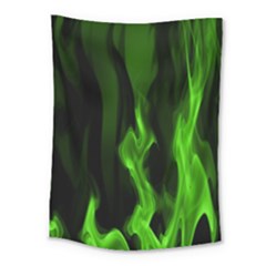 Smoke Flame Abstract Green Medium Tapestry by Pakrebo