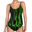 Smoke Flame Abstract Green Tankini Set View1