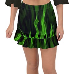 Smoke Flame Abstract Green Fishtail Mini Chiffon Skirt by Pakrebo