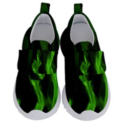 Smoke Flame Abstract Green Kids  Velcro No Lace Shoes by Pakrebo