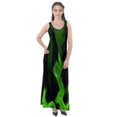 Smoke Flame Abstract Green Sleeveless Velour Maxi Dress by Pakrebo