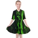 Smoke Flame Abstract Green Kids  All Frills Chiffon Dress View1