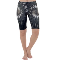 Fractal Abstract Pattern Silver Cropped Leggings  by Pakrebo