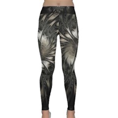 Fractal Abstract Pattern Silver Classic Yoga Leggings by Pakrebo