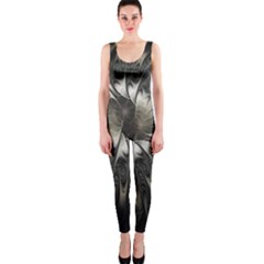 Fractal Abstract Pattern Silver One Piece Catsuit by Pakrebo