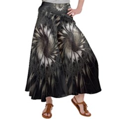 Fractal Abstract Pattern Silver Satin Palazzo Pants by Pakrebo