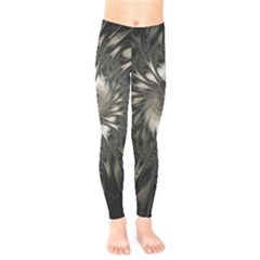 Fractal Abstract Pattern Silver Kids  Legging by Pakrebo