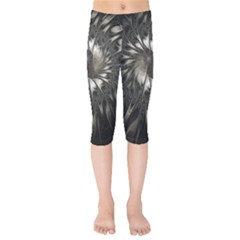 Fractal Abstract Pattern Silver Kids  Capri Leggings  by Pakrebo