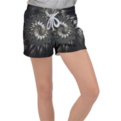 Fractal Abstract Pattern Silver Women s Velour Lounge Shorts by Pakrebo