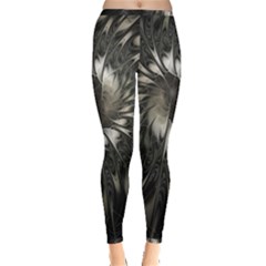 Fractal Abstract Pattern Silver Inside Out Leggings by Pakrebo