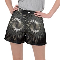 Fractal Abstract Pattern Silver Ripstop Shorts by Pakrebo