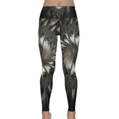 Fractal Abstract Pattern Silver Lightweight Velour Classic Yoga Leggings by Pakrebo