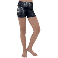 Fractal Abstract Pattern Silver Kids  Lightweight Velour Yoga Shorts by Pakrebo