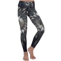 Fractal Abstract Pattern Silver Kids  Lightweight Velour Classic Yoga Leggings by Pakrebo