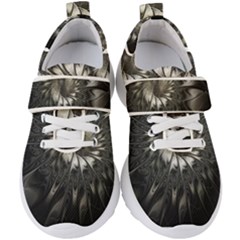 Fractal Abstract Pattern Silver Kids  Velcro Strap Shoes by Pakrebo