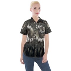 Fractal Abstract Pattern Silver Women s Short Sleeve Pocket Shirt