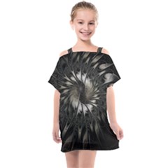 Fractal Abstract Pattern Silver Kids  One Piece Chiffon Dress