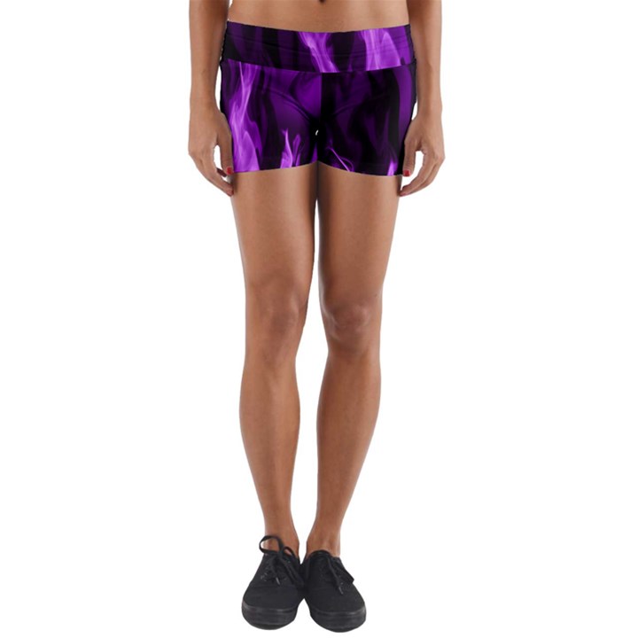 Smoke Flame Abstract Purple Yoga Shorts