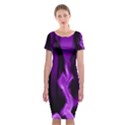 Smoke Flame Abstract Purple Classic Short Sleeve Midi Dress View1