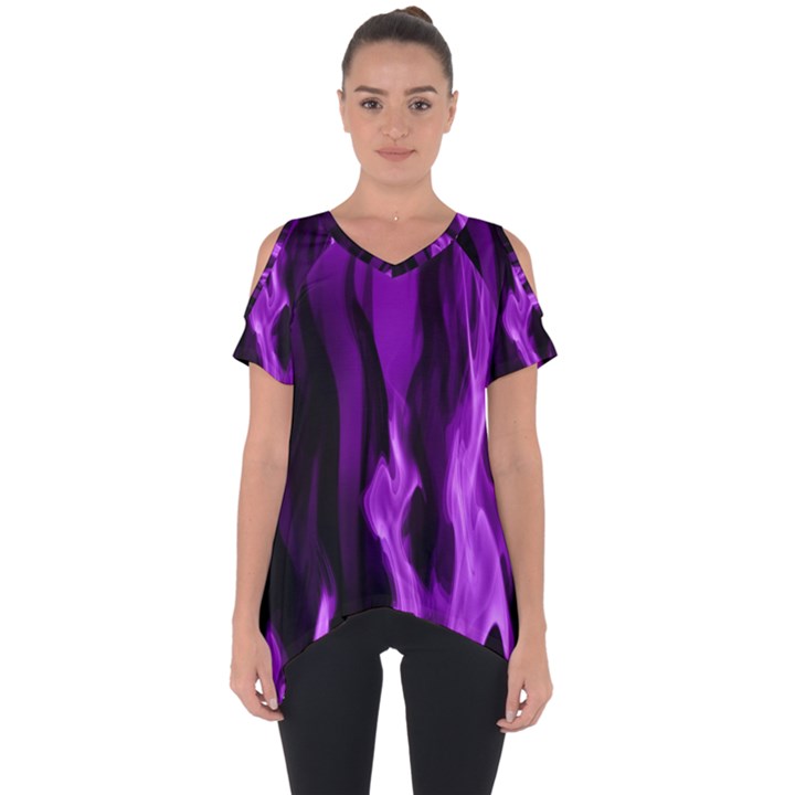 Smoke Flame Abstract Purple Cut Out Side Drop Tee