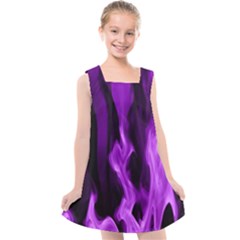 Smoke Flame Abstract Purple Kids  Cross Back Dress by Pakrebo