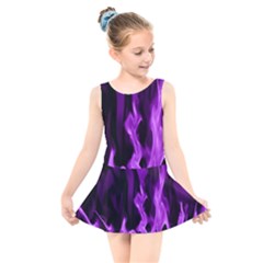 Smoke Flame Abstract Purple Kids  Skater Dress Swimsuit by Pakrebo