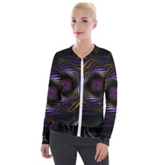 Fractal Abstract Fractal Art Velour Zip Up Jacket