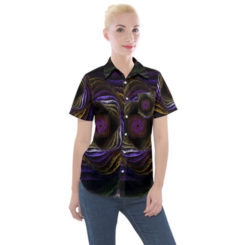 Fractal Abstract Fractal Art Women s Short Sleeve Pocket Shirt by Pakrebo