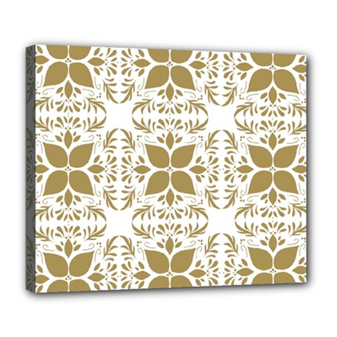 Illustrations Pattern Gold Floral Texture Design Deluxe Canvas 24  X 20  (stretched)