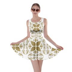 Illustrations Pattern Gold Floral Texture Design Skater Dress