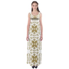 Illustrations Pattern Gold Floral Texture Design Empire Waist Maxi Dress by Pakrebo