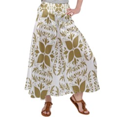 Illustrations Pattern Gold Floral Texture Design Satin Palazzo Pants by Pakrebo