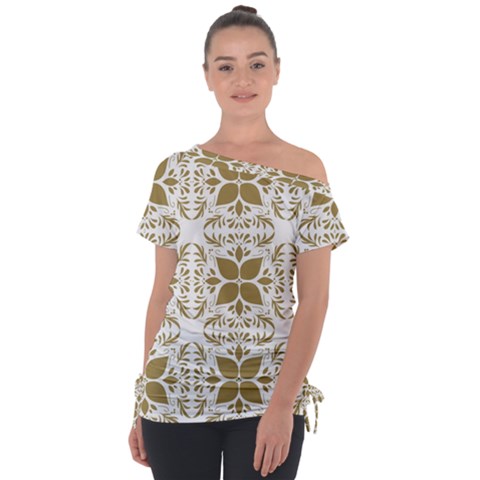 Illustrations Pattern Gold Floral Texture Design Tie-up Tee by Pakrebo