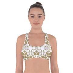 Illustrations Pattern Gold Floral Texture Design Cross Back Sports Bra by Pakrebo