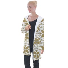 Illustrations Pattern Gold Floral Texture Design Longline Hooded Cardigan by Pakrebo