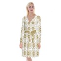 Illustrations Pattern Gold Floral Texture Design Long Sleeve Velvet Front Wrap Dress View1